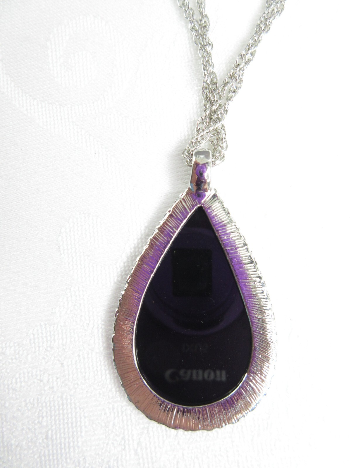 Abalone Shell Pendant Necklace Teardrop Silver Chain Statement Colorful GORGEOUS