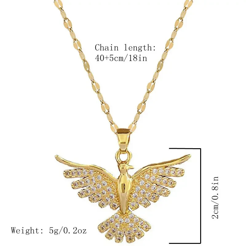 Gold Plated Eagle W/Rhinestones & 18″ Silver Necklace! FREE SHIPPING IN THE USA!
