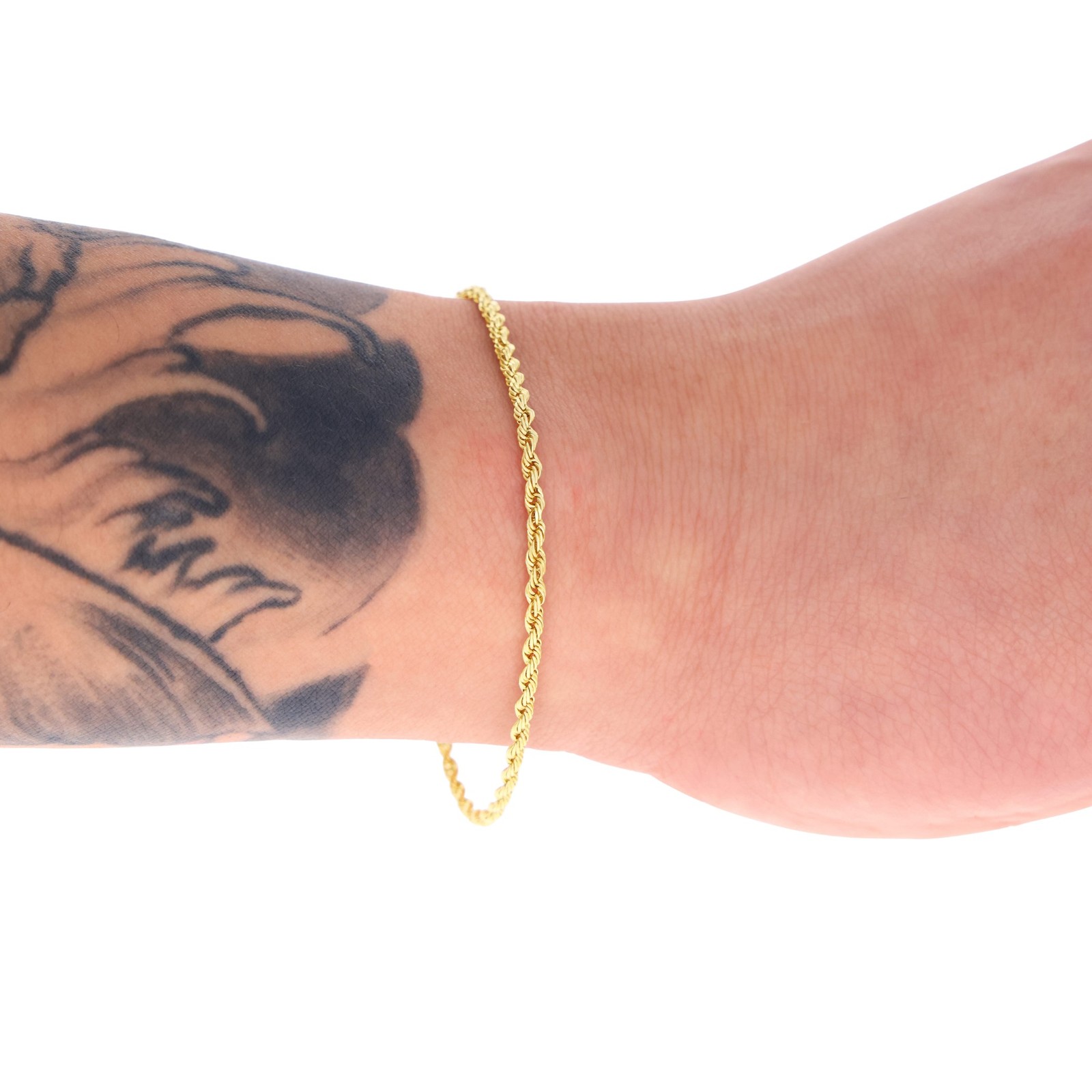 10K Yellow Gold 2mm-10mm Diamond Cut Rope Chain Bracelet Men Women 7″ 7.5″ 8″ 9″