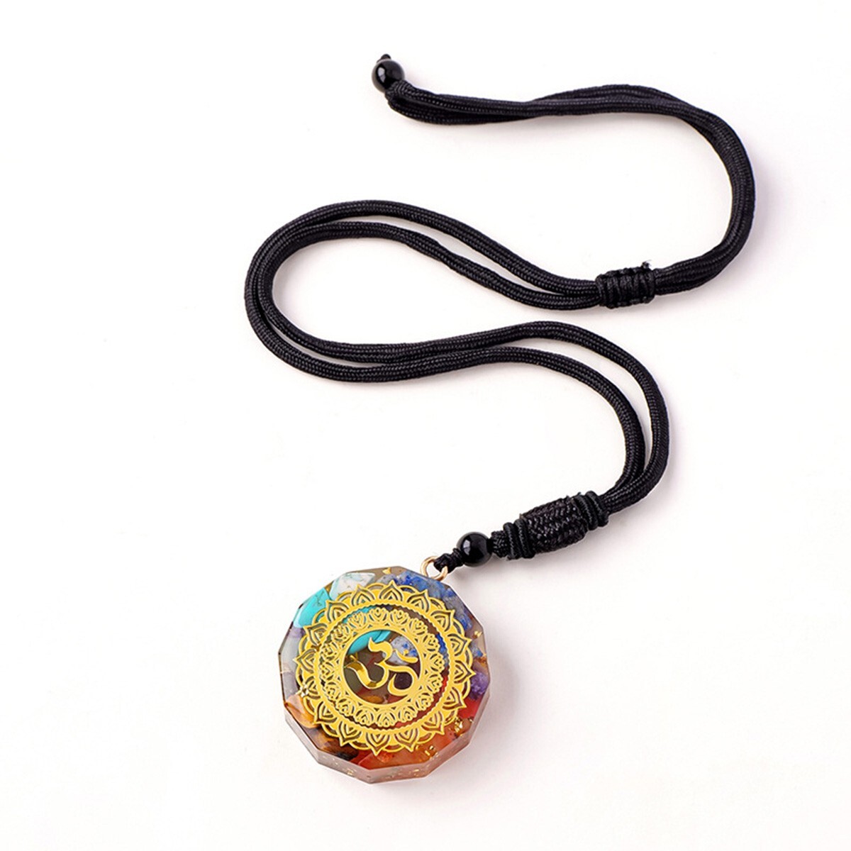 7 Chakra Necklace with Magnetic Energy Talisman – Natural Crystal Resin Pendant