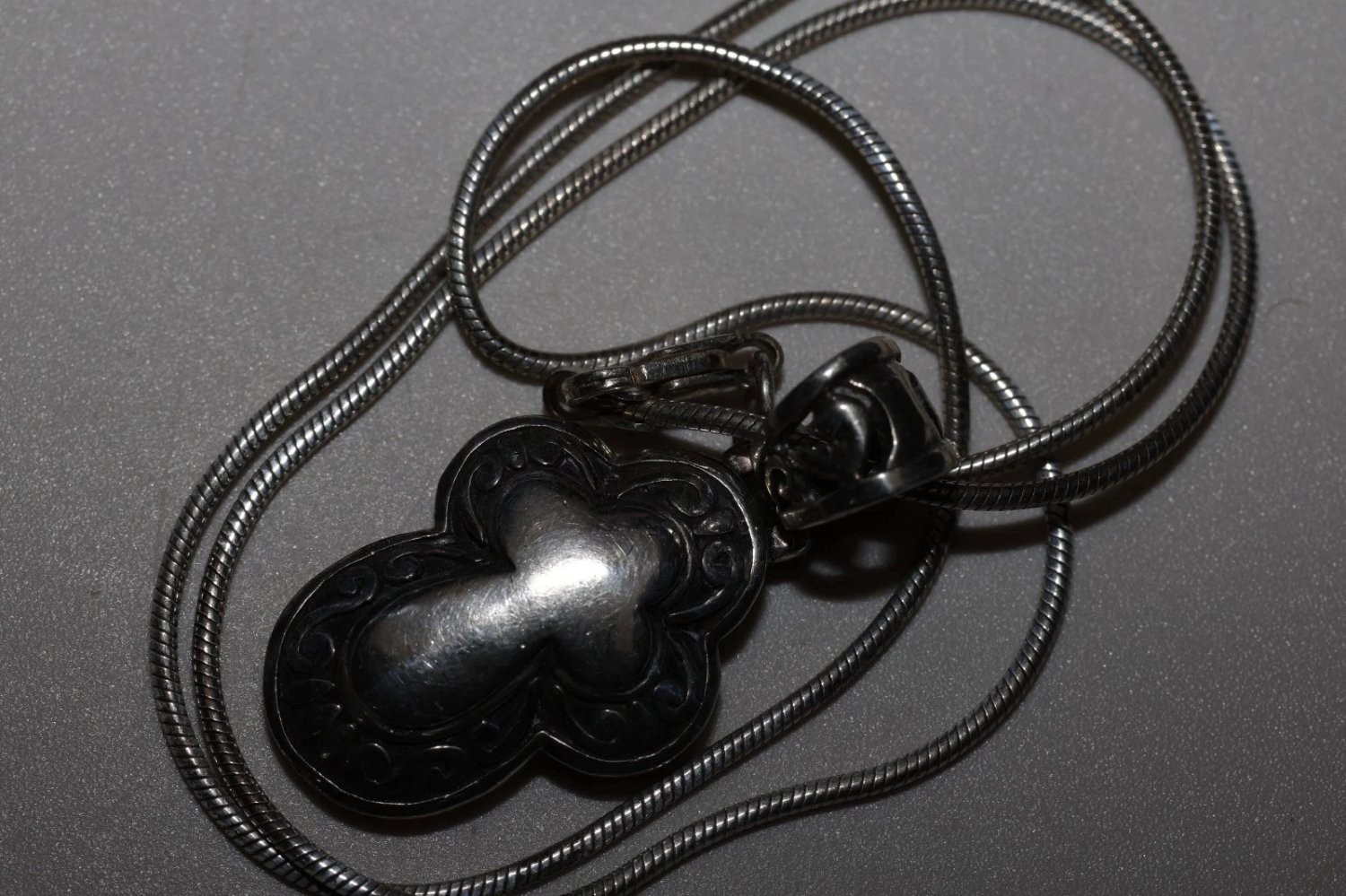 Vintage Sterling Silver Cross Pendant Necklace 925 Italy Snake Chain 16 Inch