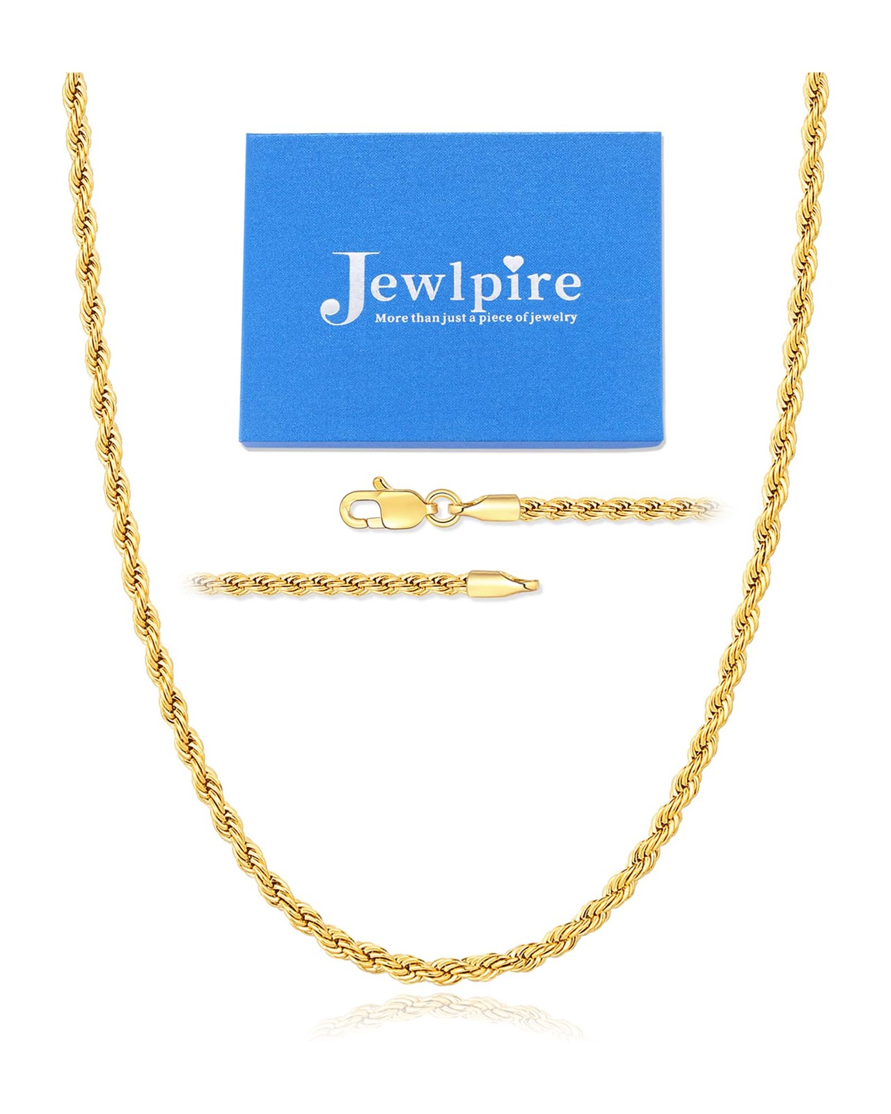 14K Gold Plated Chain Necklace for Men, 4mm Stainless Steel Rope Chains 14K G…