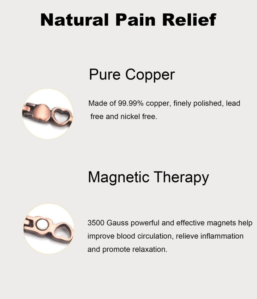 Heart Copper Magnetic Bracelet Anklet Women Balance Arthritis Pain Relief Energy