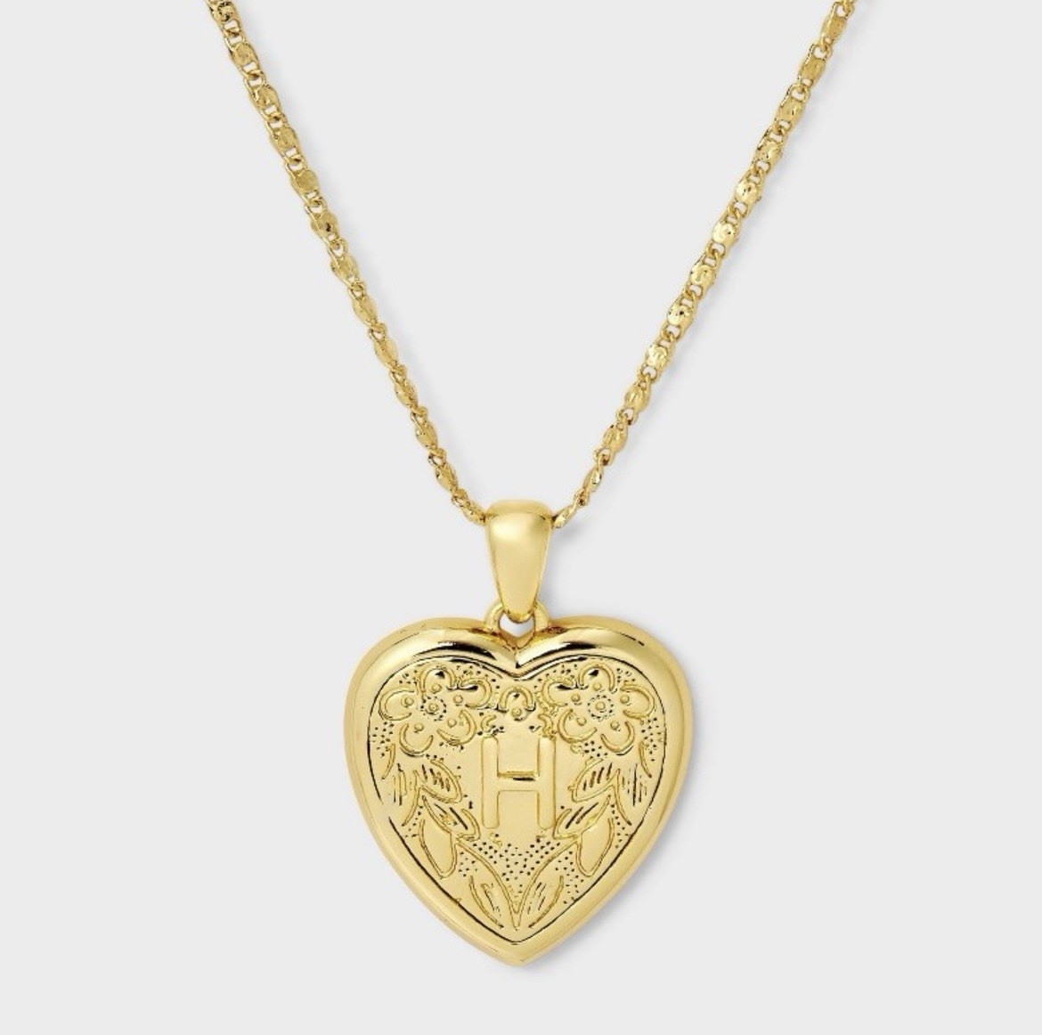 A New Day 14K Gold Dipped Heart Charm Initial Necklace H