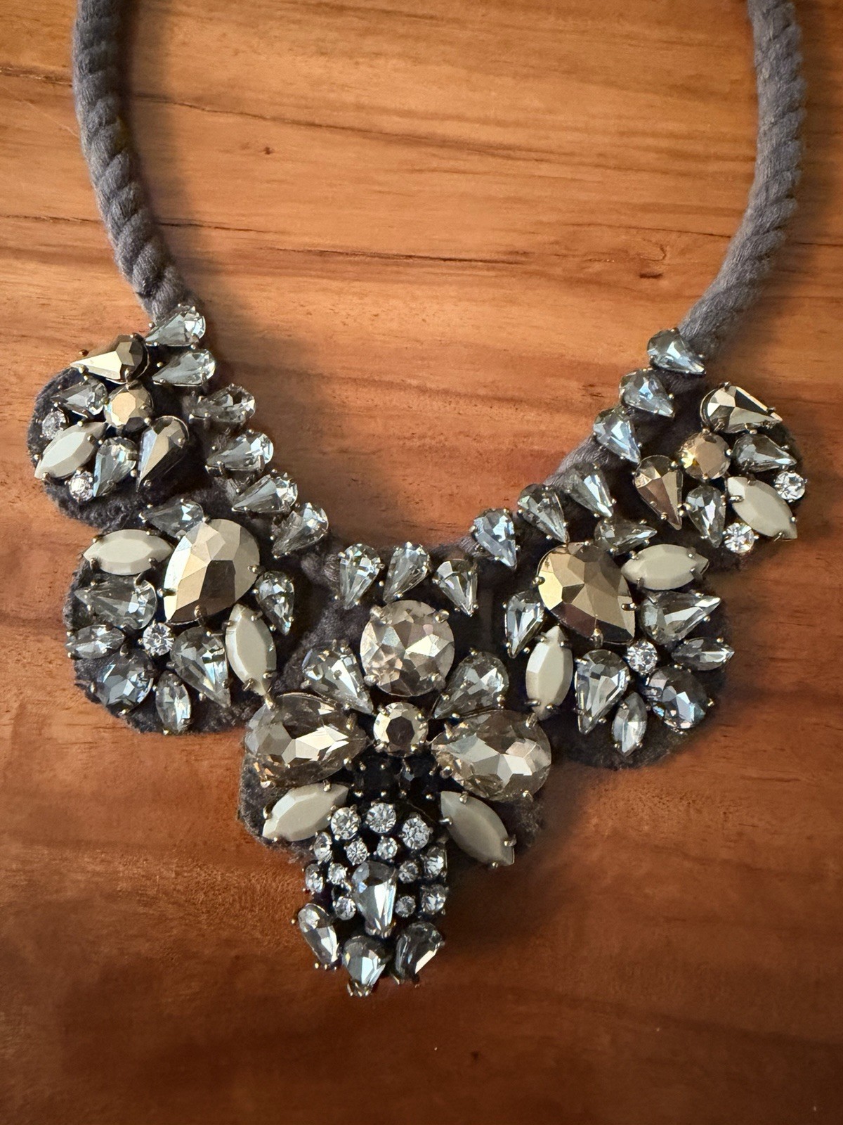 J.Crew Collection Crystal Statement Bib Necklace 19” Adjustable NWOT
