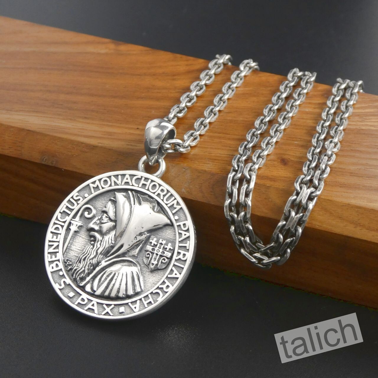 Solid 925 Sterling Silver Saint Benedict Medal Round Pendant Amulet Great Gift