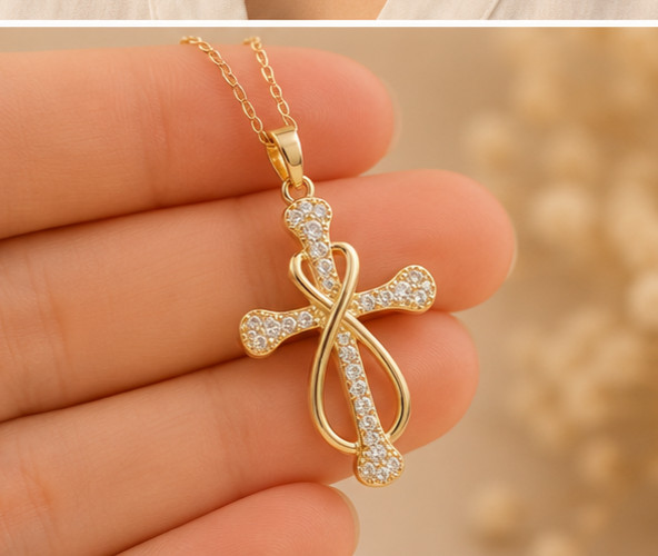 1.50Ct Round Cut Simulated Diamond Wedding Cross Pendant 14K Yellow Gold Plated