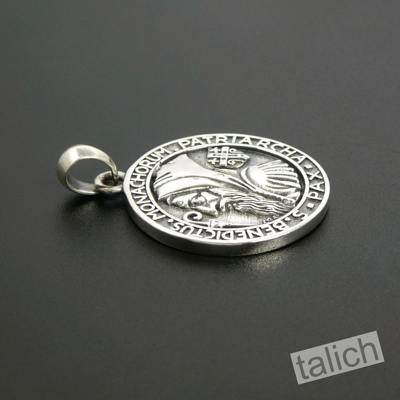 Solid 925 Sterling Silver Saint Benedict Medal Round Pendant Amulet Great Gift