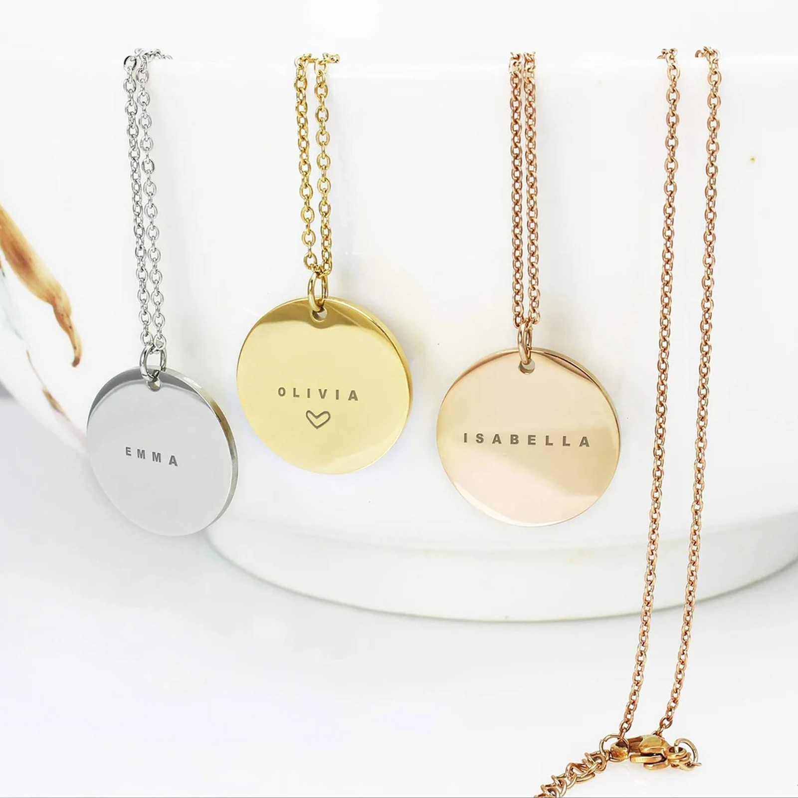 Personalized Name Necklace Engraved Message Stainless Steel Pendant Jewelry