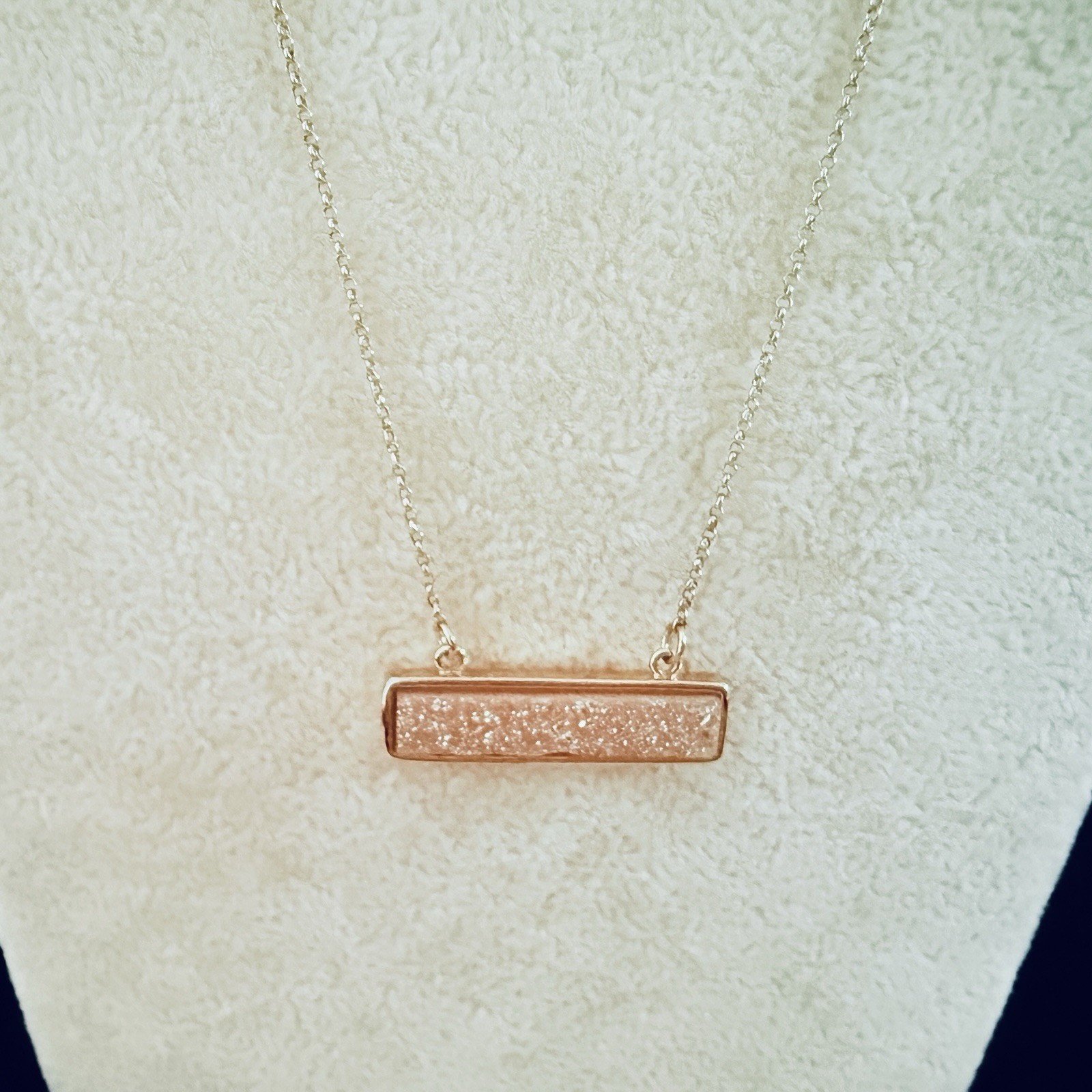 DESIGNER LUNA NORTE CHAMPAGNE GENUINE DRUZY GOLD PLATED MOON NECKLACE-20″ (179)