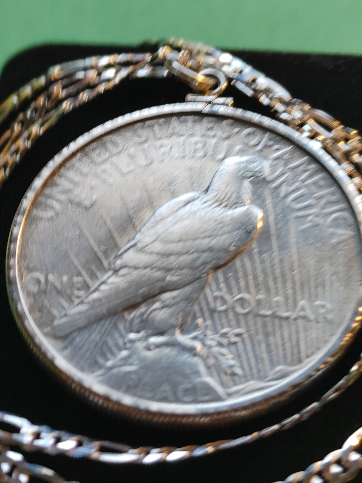 1922 Peace Liberty 900 SILVER DOLLAR Pendant 22″ 925 STERLING Chain & GIFT BOX