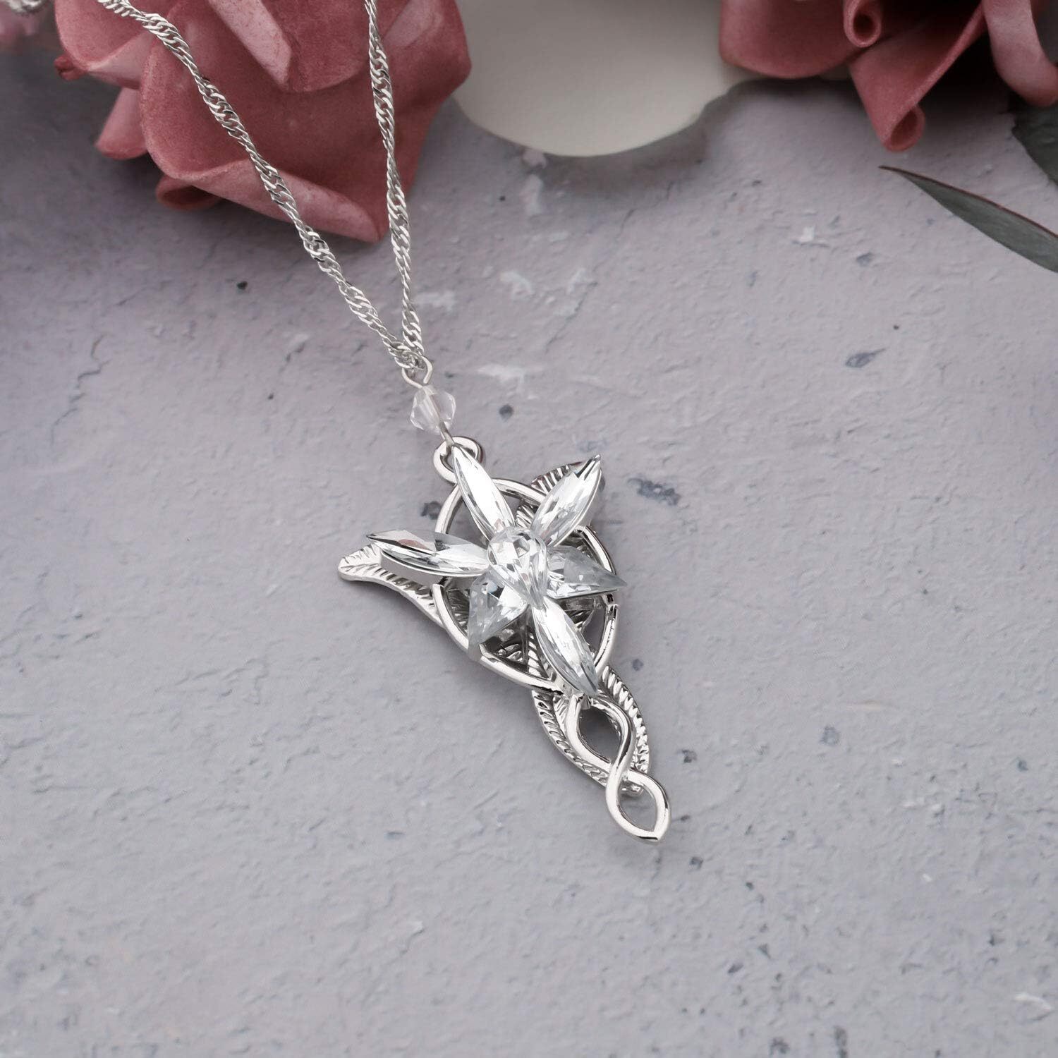 Arwen Evenstar Necklace Elvish Pendant Cosplay Jewelry Gift for Women Girls Men