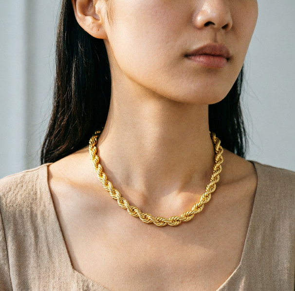 10K Yellow Gold 10mm Laser Diamond Cut Rope Chain Necklace Men Women 22″