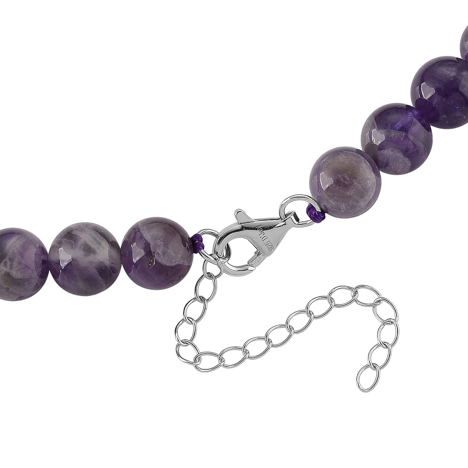 Bi-Color Amethyst 215.00 ctw Beaded Necklace in Rhodium Sterling Silver 20 In