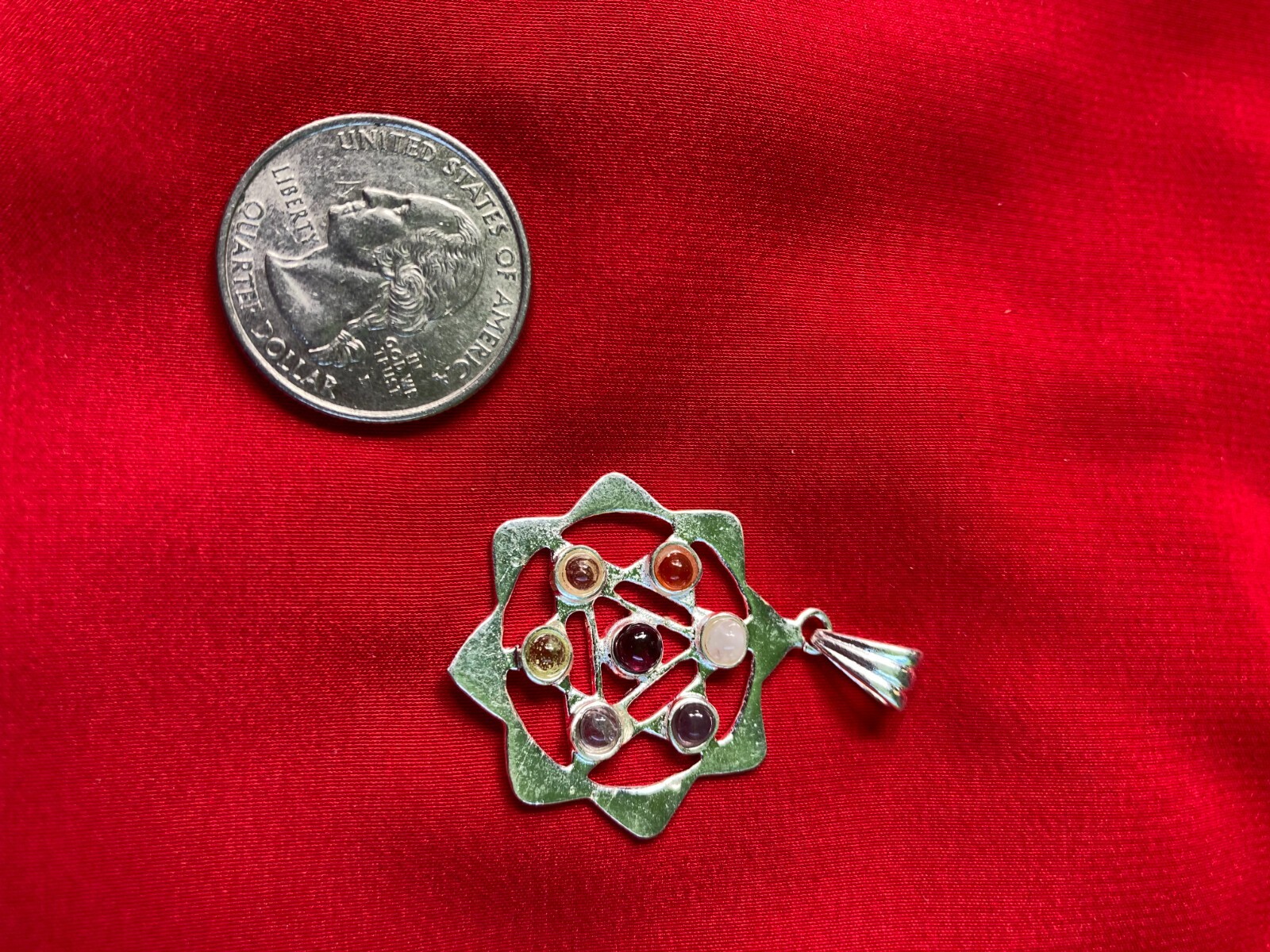Seven Chakra Harmony Eight Pointed Star Pendant of Health and Healing