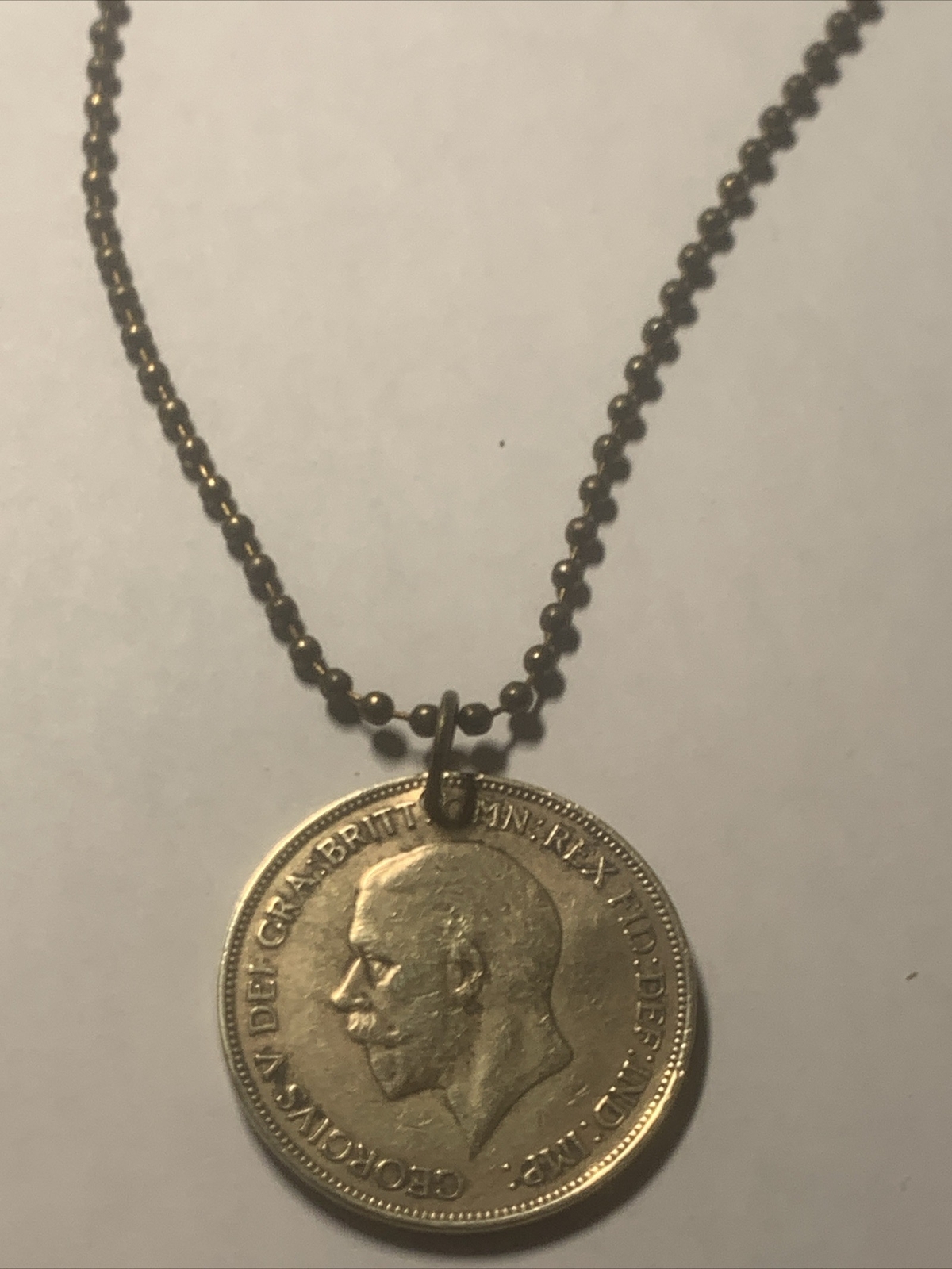 1935 UK Real Circulated Antique Large Coin Pendant. King George VI. Great 🎁