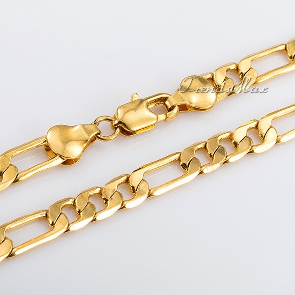 6MM 18-24″ Gold Filled Figaro Link Chain Necklace Choker Jewelry for Men Women
