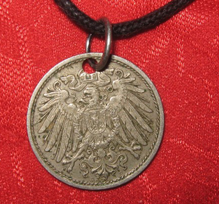 Sale Vintage Early 1900’s German Germany Eagle Coin Pendant Charm Necklace
