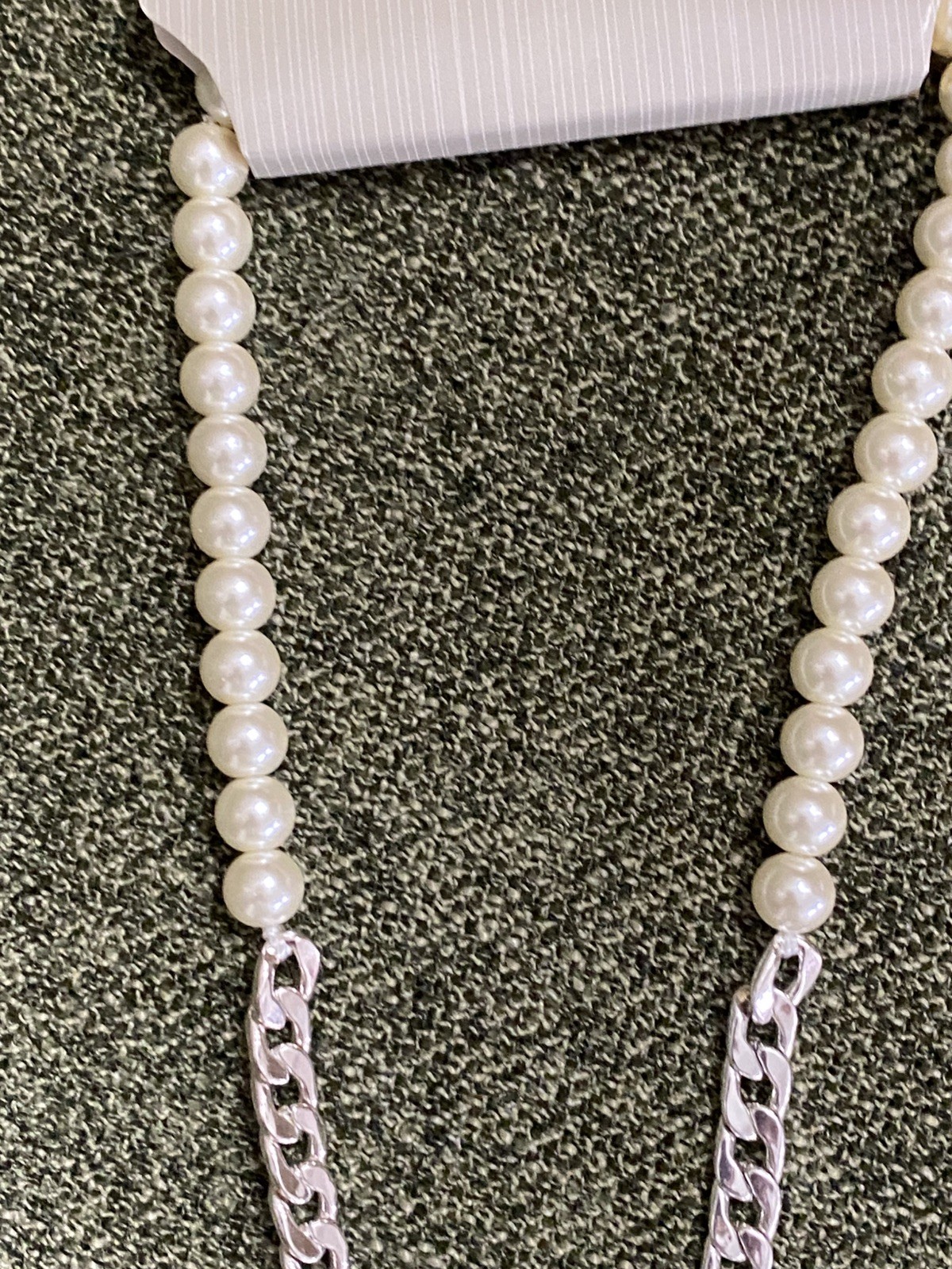 Faux Pearl And Silver tone Toggle Necklace