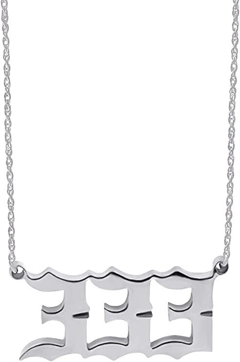 Silver 333 Angel Number Necklace, Jewelry Charms Minimalist Stainless Steel