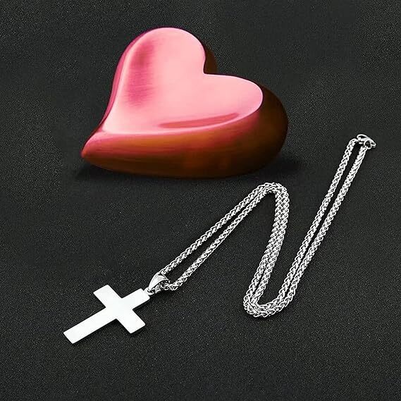 American Flag Patriotic Cross Pendant Necklace Christian Religious Men&women