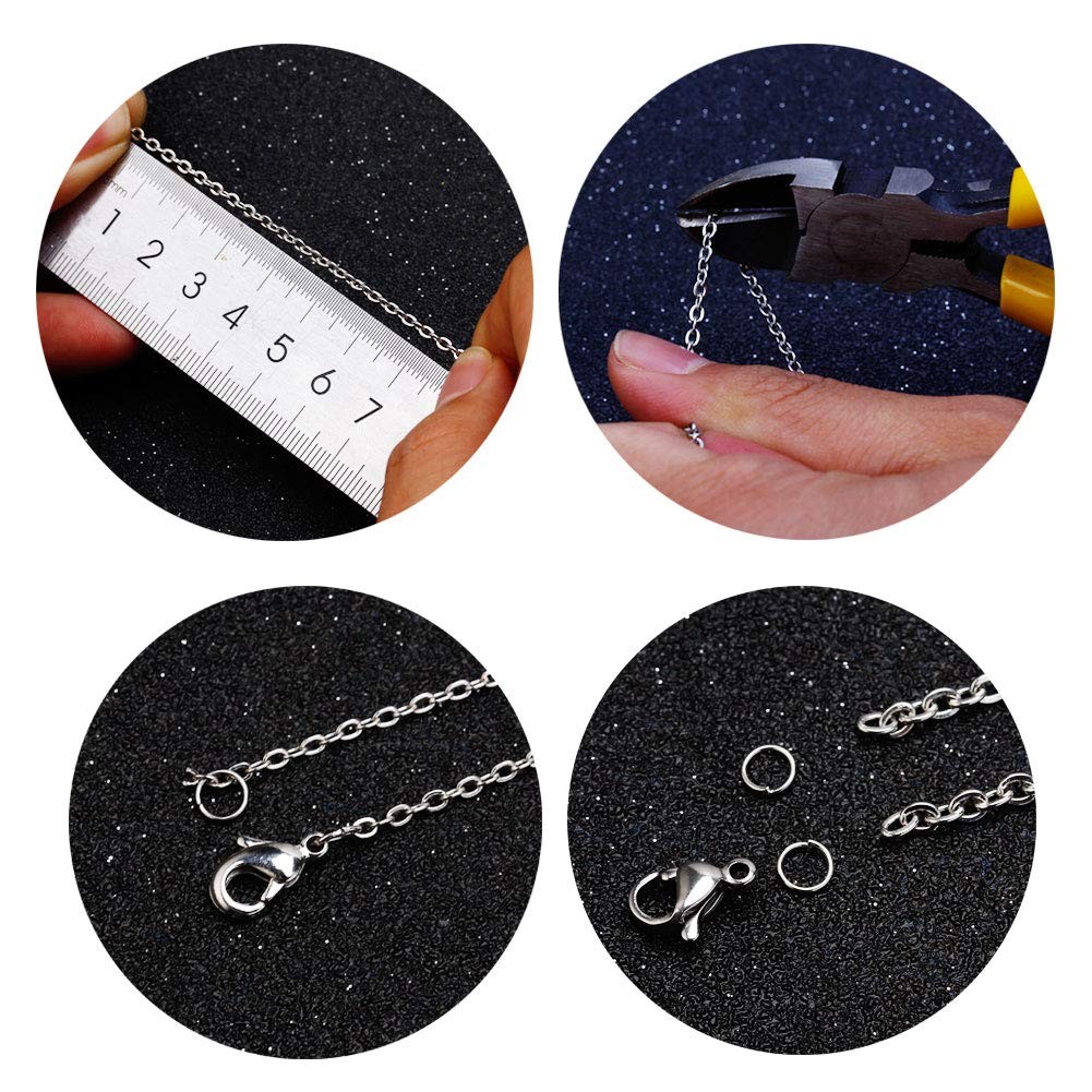 33 Feet Stainless Steel Flat Cable Chains Link Spool Bulk With 20 Lobster Clasps