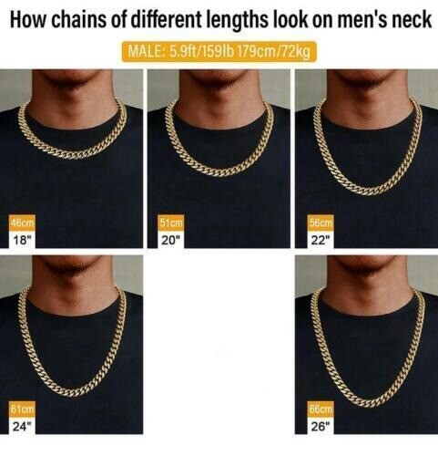 24inch Heavy Miami Cuban Link Chain Solid 14K Gold Plated Hip Hop Men’s Bracelet