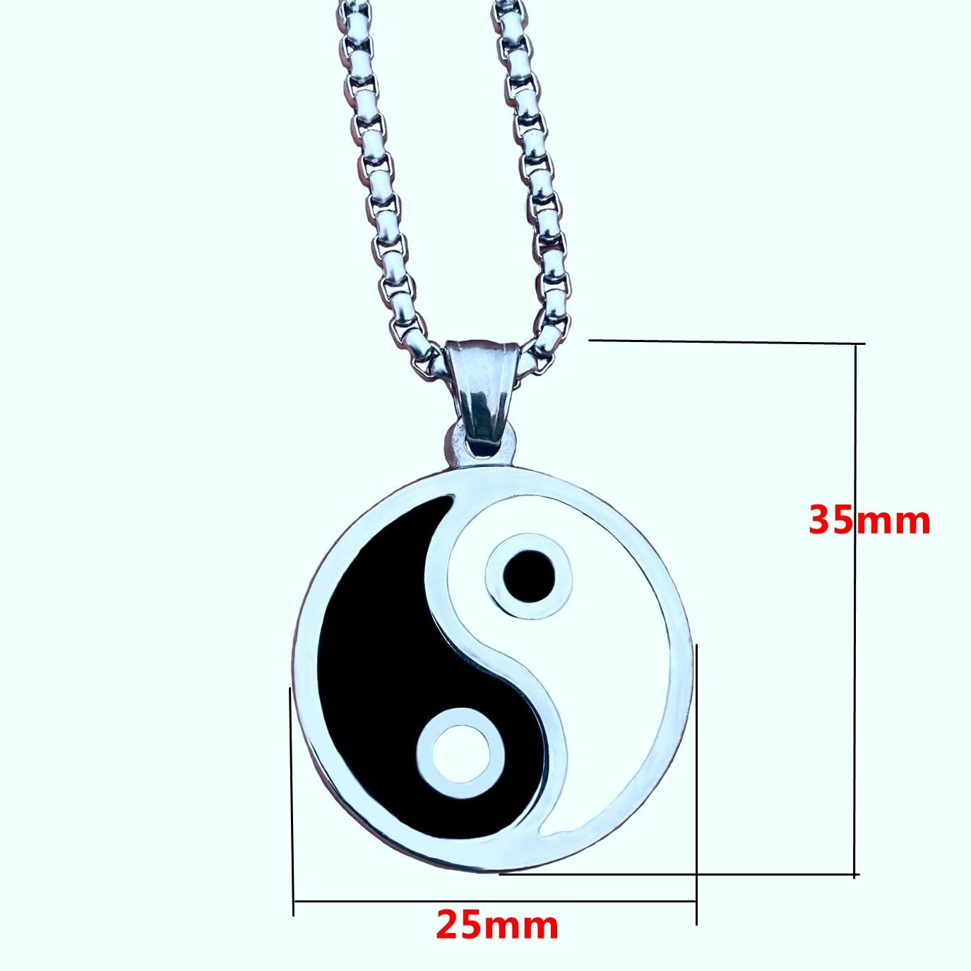 MENDEL Mens Stainless Steel Protection Amulet Ying Yin Yang Pendant Necklace Men