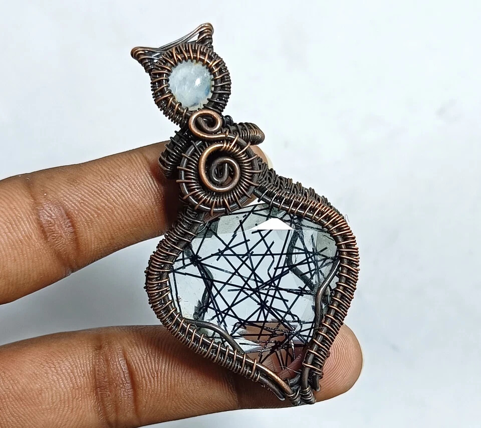 Natural Quartz Gems Copper Jewelry Wire Wrapped Gift For Her Pendant 180.80 Ct