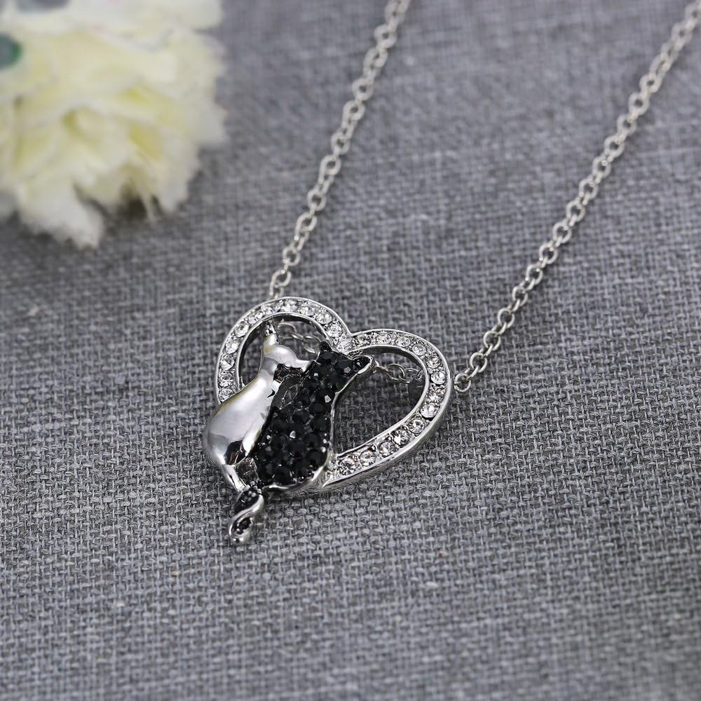 Flawless Cat Shape Heart Necklace with Cubic Zirconia – Perfect Gift for Kids