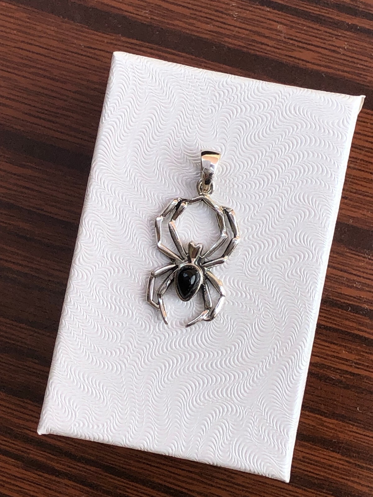 925 Sterling Silver Black Onyx Spider Pendant for necklace 22mm(0.87″)/31mm