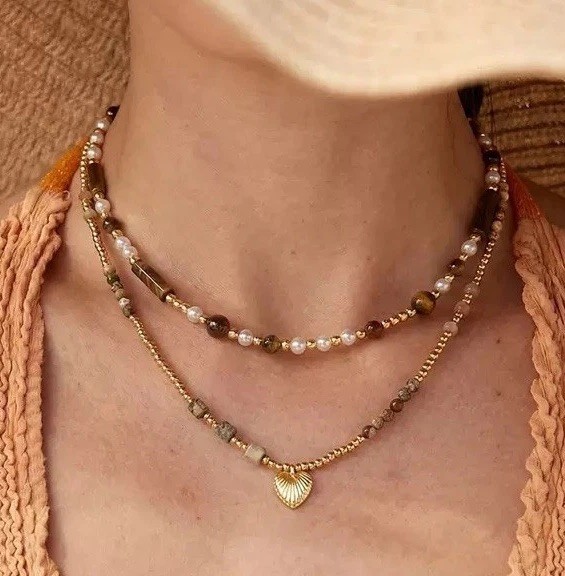 Gold Heart Pendant Necklace Women Dainty Adjustable Boho Vintage Jewelry Gift