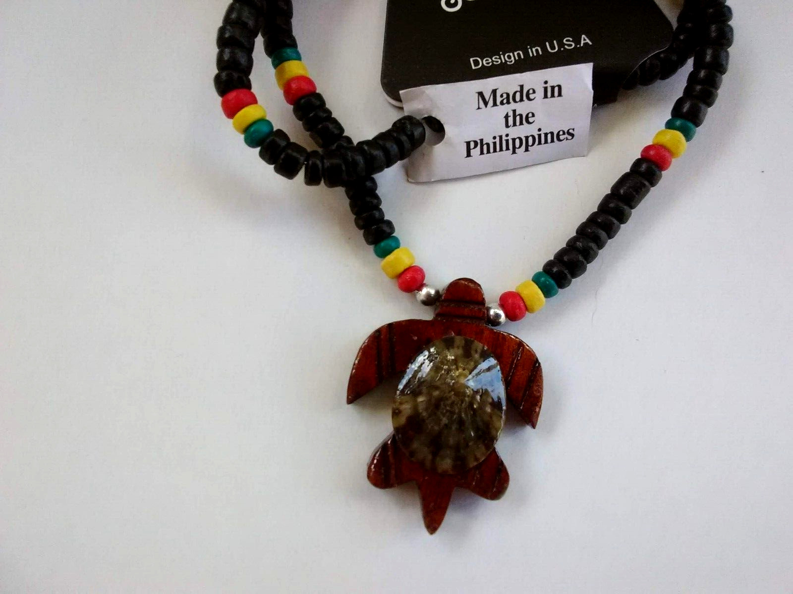 Turtle Limpet Rasta Necklace Coconut Ethnic Tribal Unisex 18″ USA Seller New