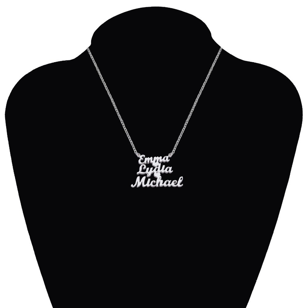 Personalized Stackable Names Necklace with Heart Custom Jewelry for Mom,Women