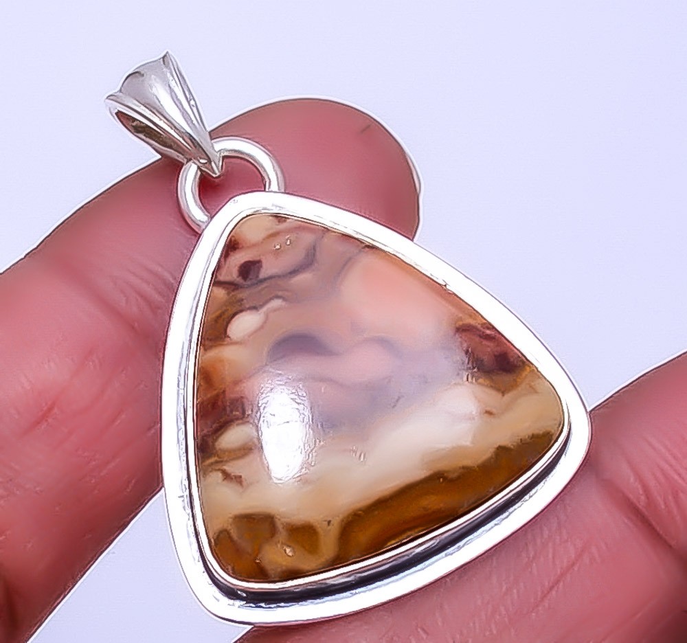 Wave Dolomite – Mexico 925 Sterling Silver Jewelry Pendant 1.56″ P_9359_150_10