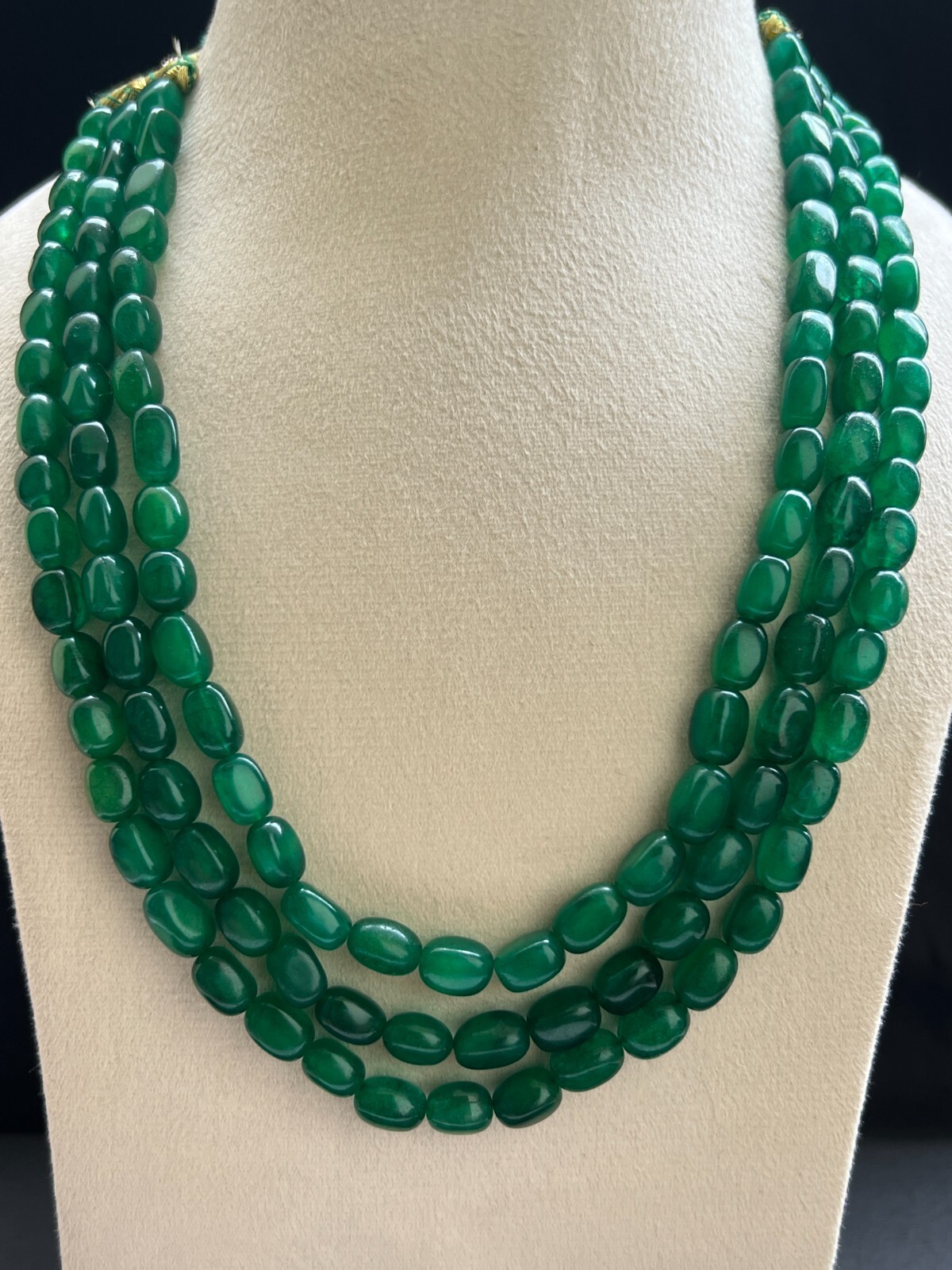 Natural Beryal oval 3 Layer Heishi Beads Necklace 18″ Handmade Layered Jewelry