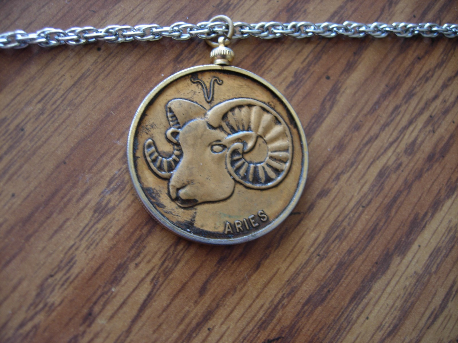 Undated Astrological ‘ARIES’ Pendant w/Steel Rope 24″ Chain Preowned Condition!!