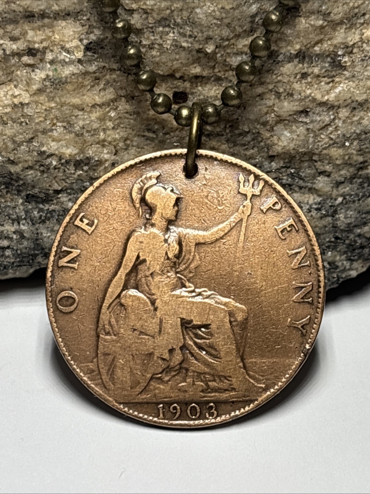1903 UK Real Circulated Antique Large Coin Pendant. Edward VII.🎁 Wear History!