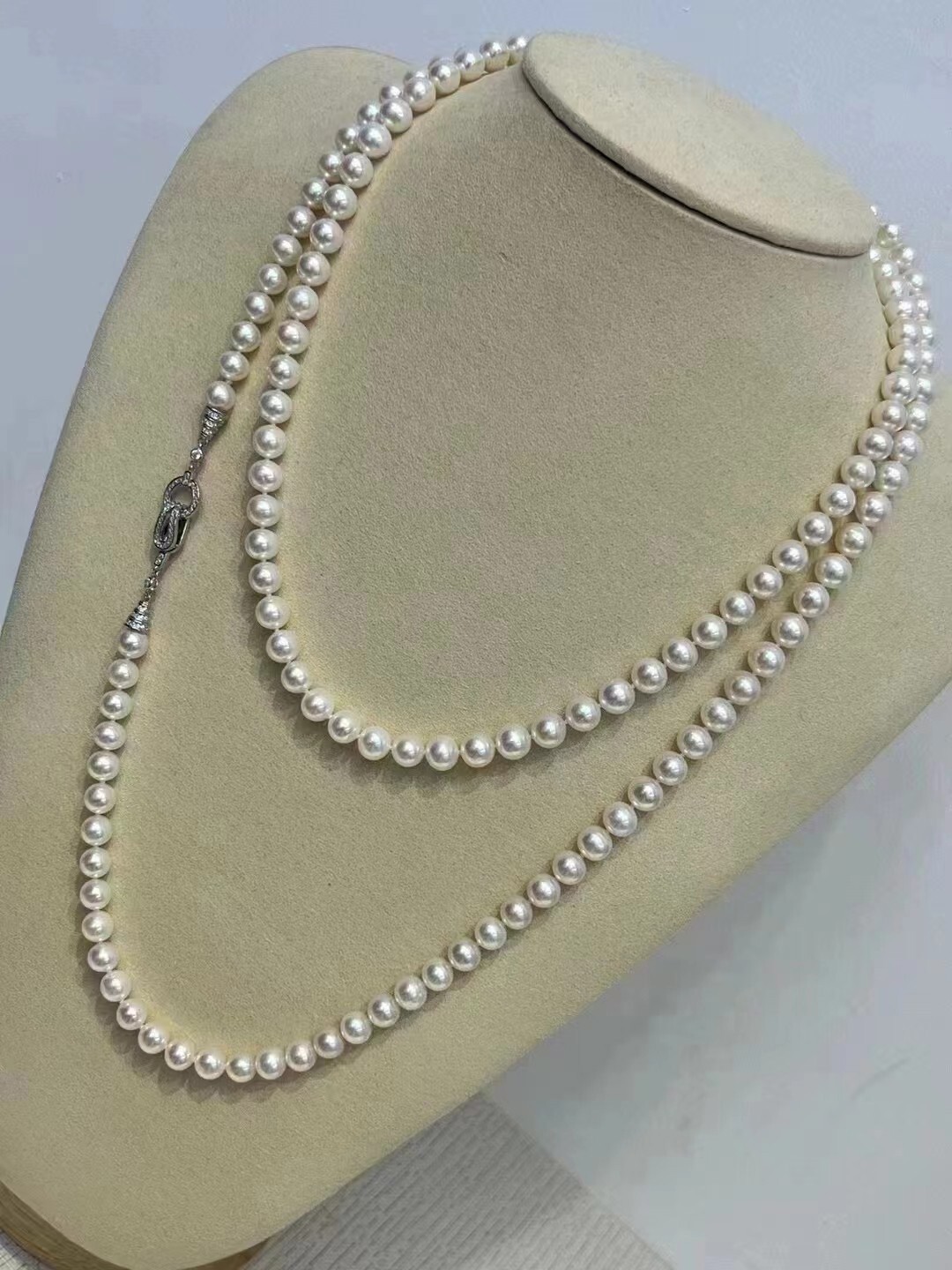 AAA 6-7mm Natural Round South Sea White Pearl Necklace 47in