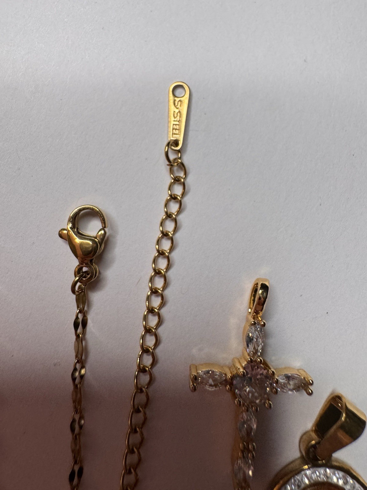 Lot Stainless steel stamped chain and pendants Jesus cross Virgin Mary gift set