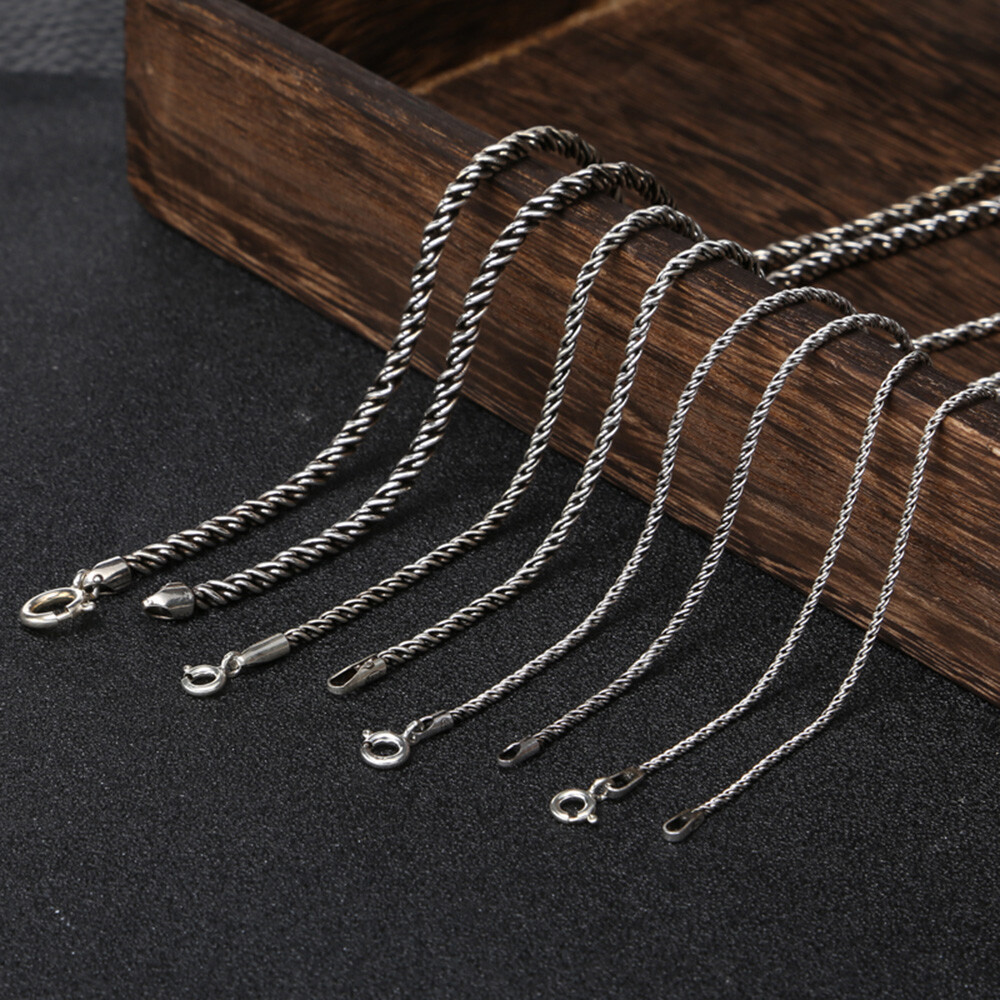 Real 925 Sterling Silver Necklace Rope Link Chain 1mm 1.5mm 2mm 3mm 15.7″- 23.6″