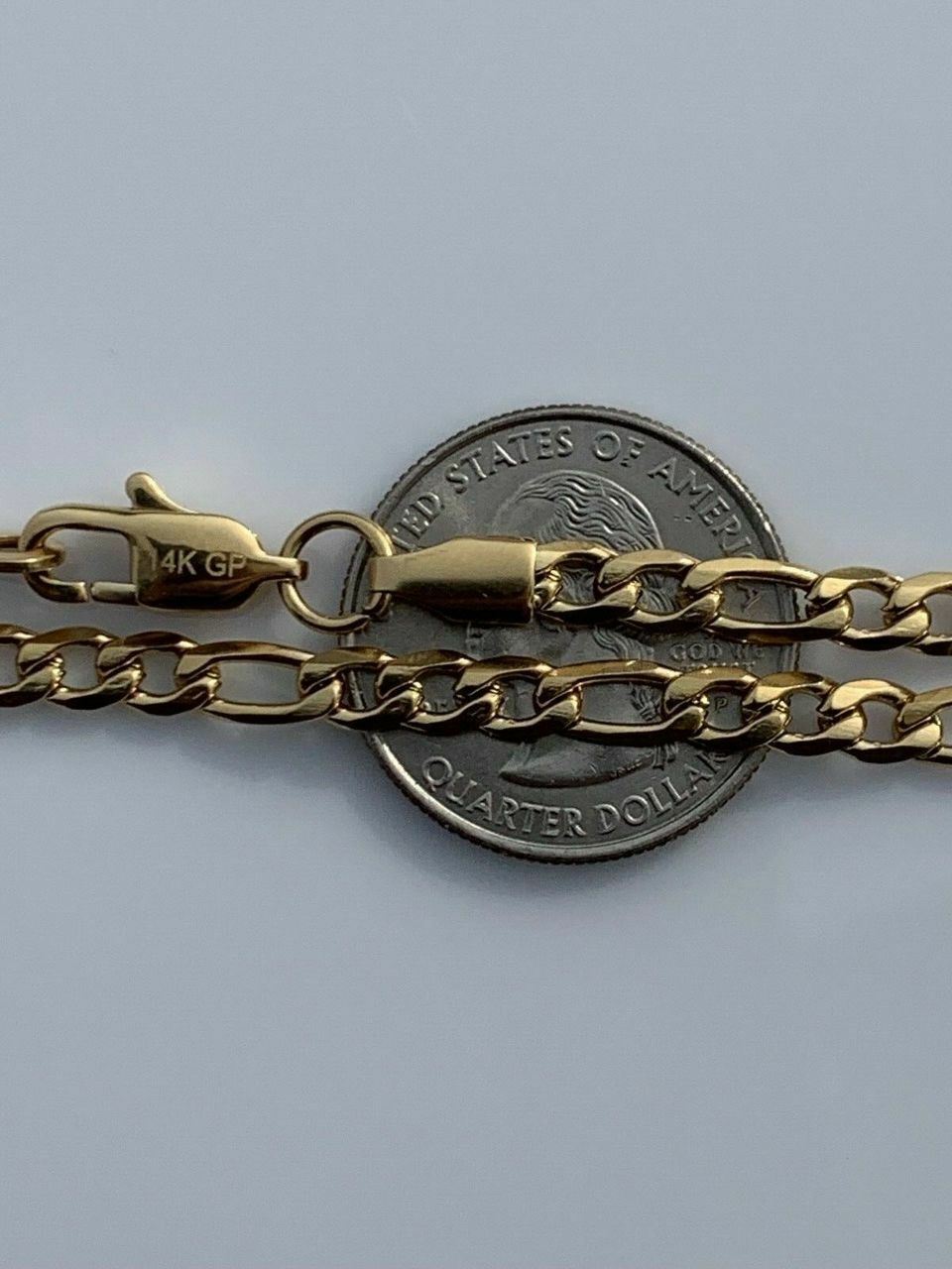 Men’s Gold Figaro Chain 5mm 14k Yellow Gold Over Stainless Steel 18-30″ Lengths