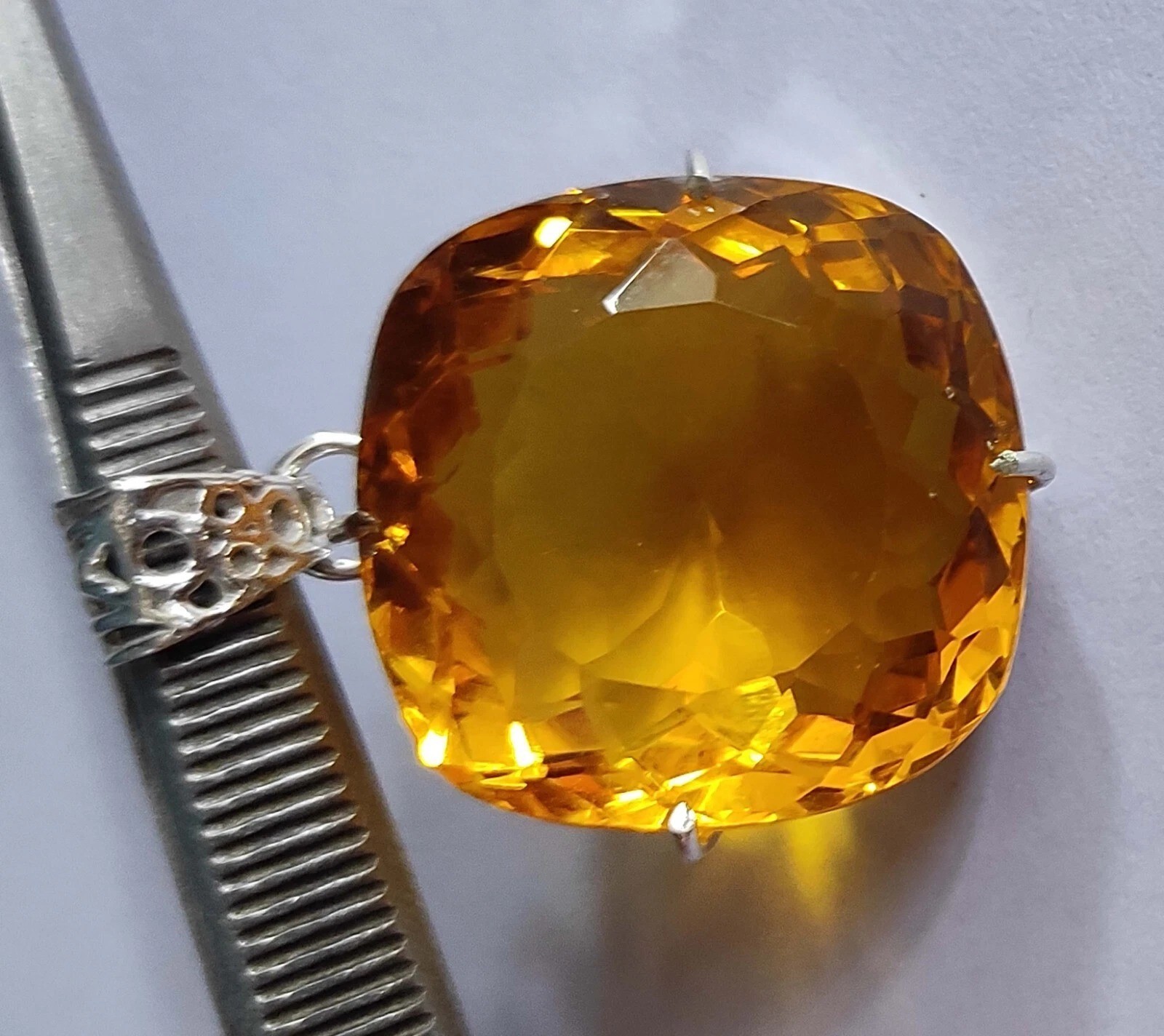 Natural 925 Solid Silver Pendant Yellow Color Cushion 95 Ct+ Loose Gemstone
