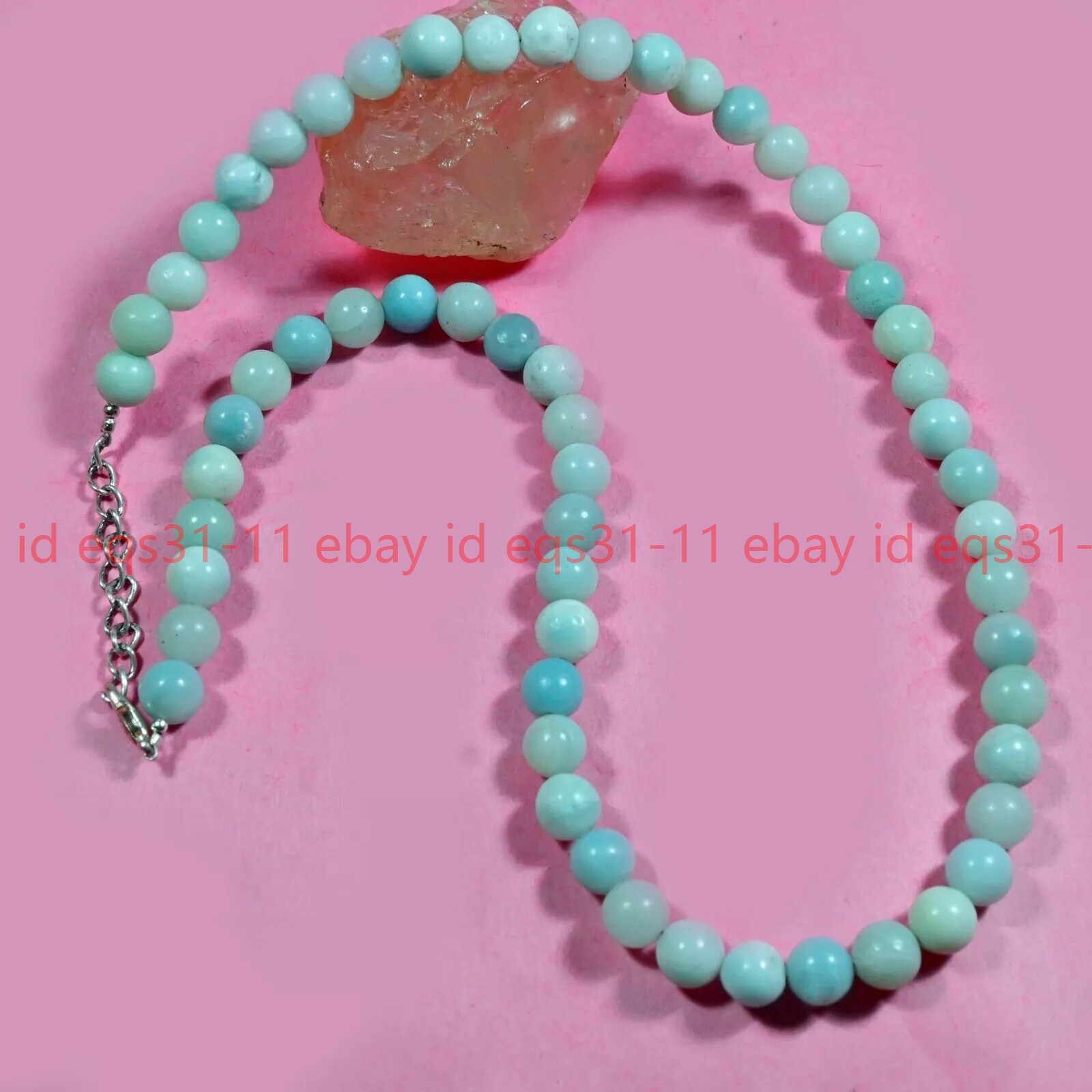 Genuine 8mm Amazonite Smooth Round Gemstone Beaded Men & Women Necklaces 18”