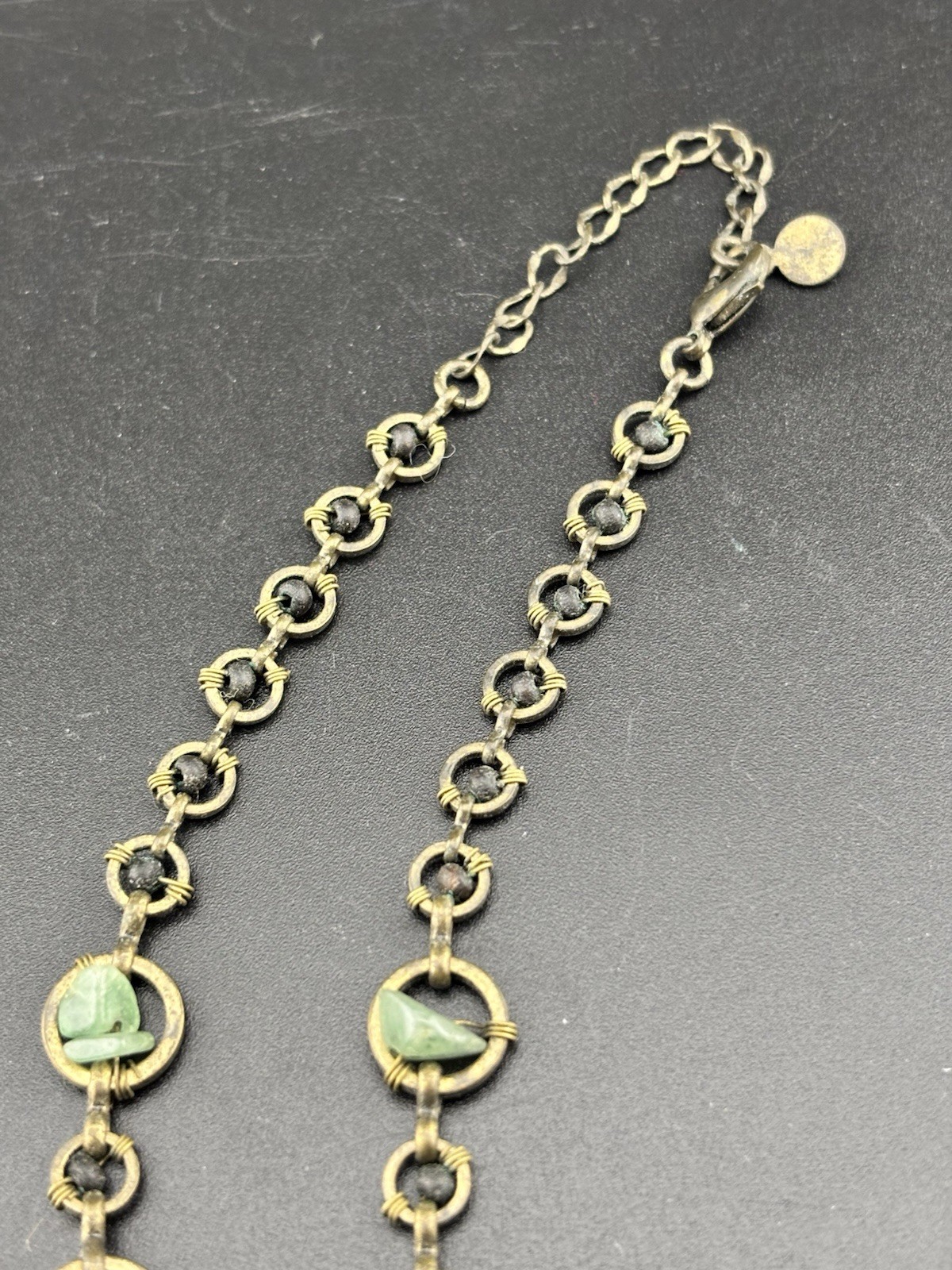Axcess (Liz Claiborne) XC Artisan Multi Color Stone Necklace Bronze Tone 16–18″