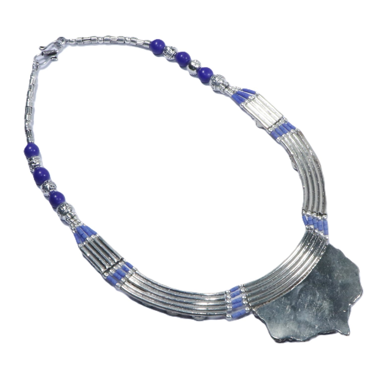 The ethnic statement necklace blue Lapis color design eye clean gemstone jewelry