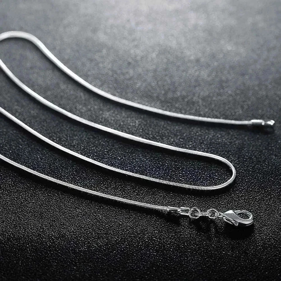 10PCS Wholesale 925 Sterling Solid Silver 1MM 16-30Inch Snake Chain Necklace