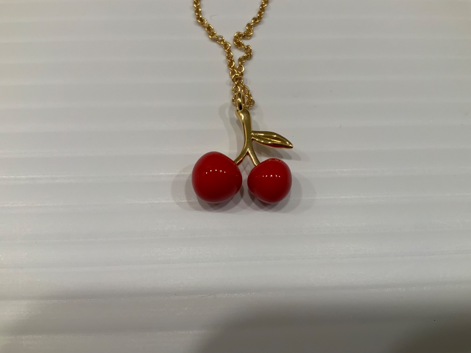 J.Crew Women’s NWT Cherry Charm Necklace With Pouch