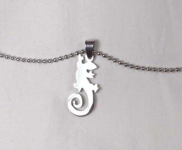 New Large Chrome Stainless Lizard Gecko 25” Steel Ball Chain Unisex Necklace