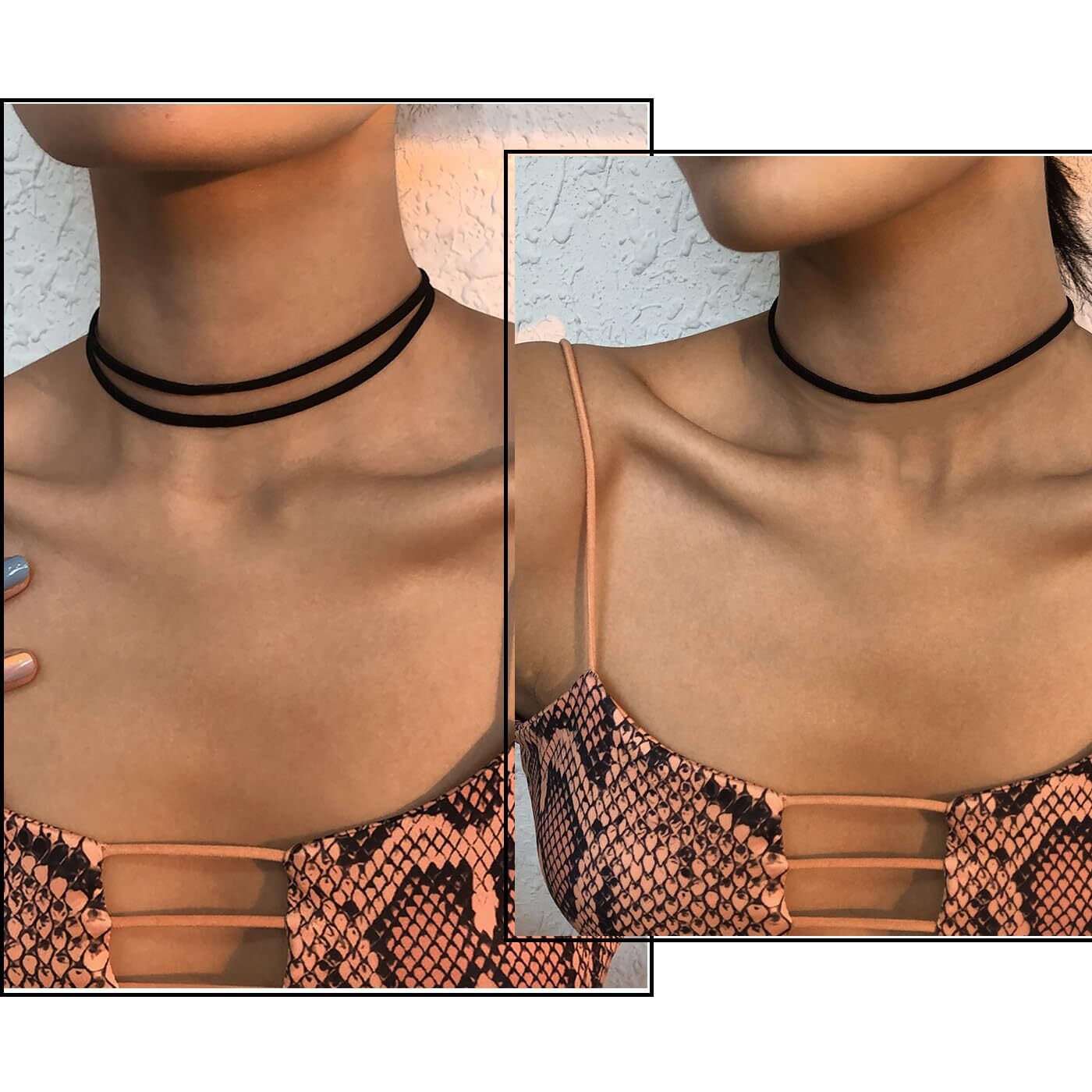 4PCS Black Choker for Women Black Lace Velvet Chocker Set Layered Classic Choker